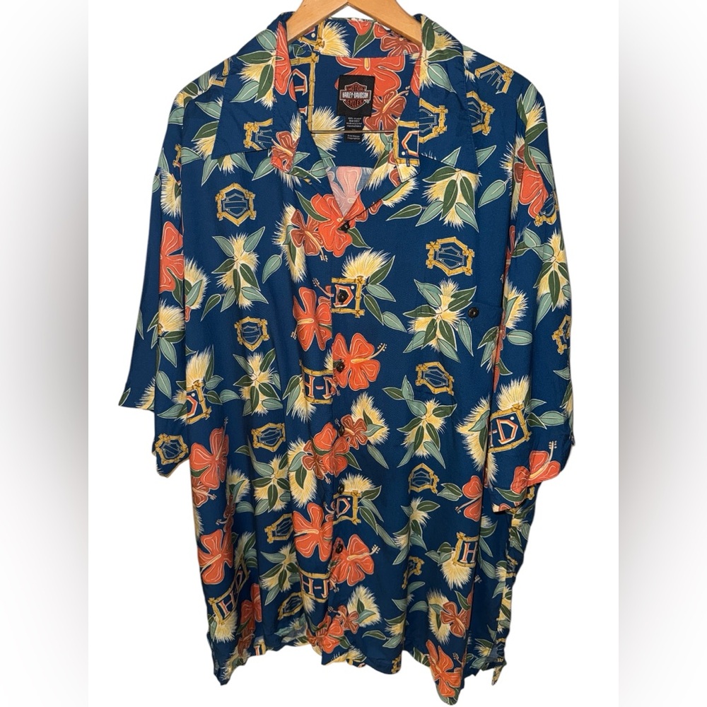 Harley-Davidson Navy Tropical Floral Camp Shirt